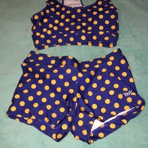 Varsity Dance/Cheer Blue and Gold Polka Dot set